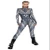 URVIP Womens Halloween Costume Skeleton Print Bodysuit Skinny Catsuit Jumpsuit Gray Black Snakeskin XL view 1