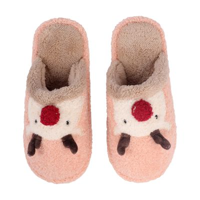 Womens Cute Reindeer Slippers Warm Winter Flurry Non-Slip House Indoor Bedroom Slippers for Christmas Gift