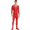 Sxiwei Adult Shiny One Piece Spandex Body Suit Jumpsuit Long Sleeve Round Neck Zentai Costume Catsuit Red X-Large view 2