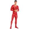Sxiwei Adult Shiny One Piece Spandex Body Suit Jumpsuit Long Sleeve Round Neck Zentai Costume Catsuit Red X-Large view 3