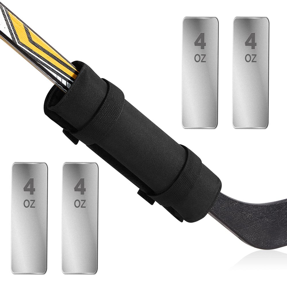 Jecery Hockey Stick Handling Weight with 4 Adjustable Weights Training Aid Adjusts from 4-16 Ounces Helps You Get a Harder Hockey Shot and Quicker Hands 2 Straps Keep It in Place for Secure Use