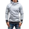 JEShifangjiusu Men Cool Casual Long Sleeve Oblique Zipper Hip Hop Hoodie Pullover Fashion Lightweight Sweatshirt With Pocket (Medium,Grey) view 1