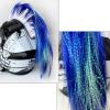 3T-SISTER Helmet Mohawk Hawk Cosplay Wig Helmet Accessory for Motorcycle Bicycle Ski Helmets Real Hair Decorations (Helmet not Included) (Blue) view 2