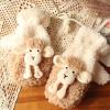 SLAKOP Cold Weather Gloves 3D Sheep Double Layer Winter Gloves Female Mittens Braided Rope Thick Thermal Plush Mittens (Khaki) view 2