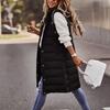 HINDOLA Women's Long Down Jacket Sleeveless Hooded Jacket Winter Warm Plus Size Slim Zipper Coats Outdoor Quilted Vest view 3