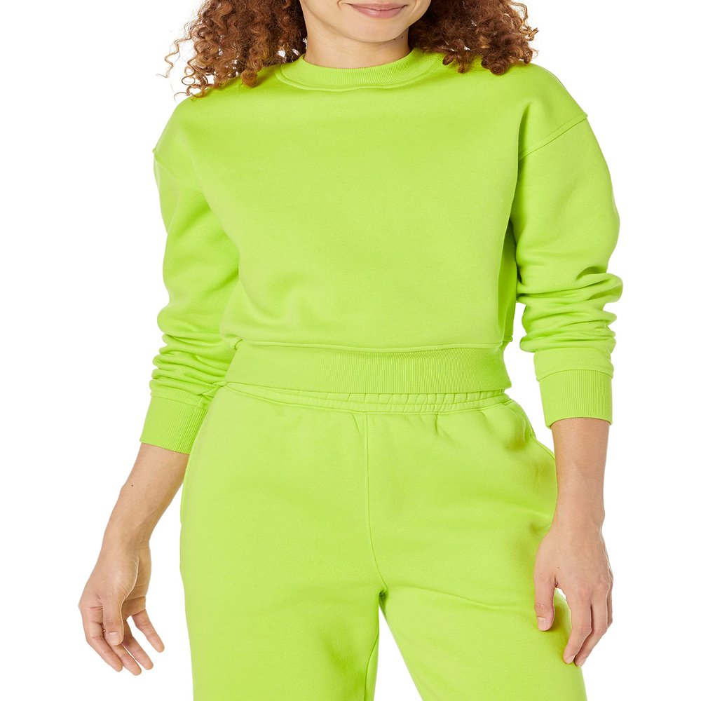 Amazon Essentials Women's Cropped Drop Shoulder Sweatshirt (Available in Plus Size), Lime Green, 5X