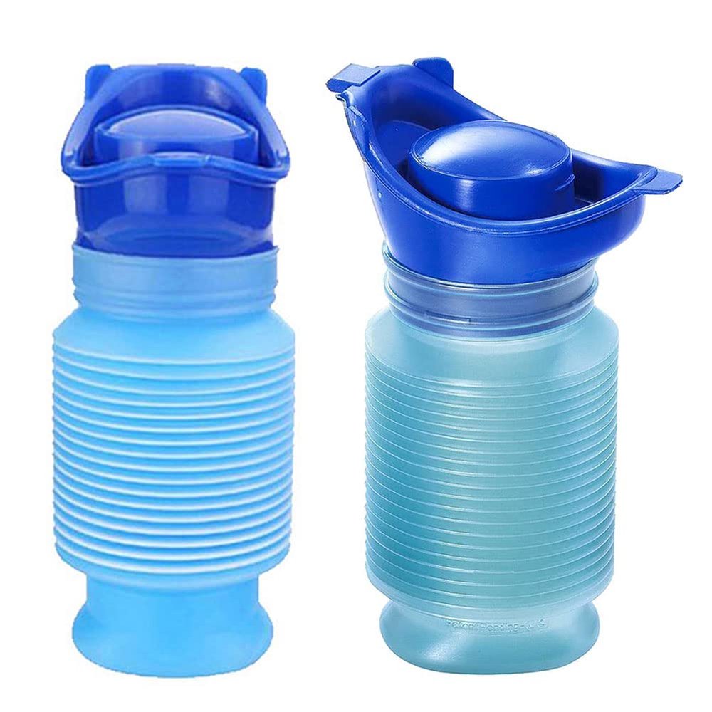 DricRoda Portable Urinal for Men Women, Spill Proof Travel Emergency Urinal Bottle, Leak-Proof Collapsible Urinals, Personal Car Pee Bottle for Camping, Road Trips, Drivers, Seniors, Kids (Blue)