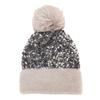 homeemoh Women Sequin Knitted Beanie Hat Soft Plush Lined Glitter Skull Cap Cuffed Beanie with Faux Fur Pom Pom,Gray view 1