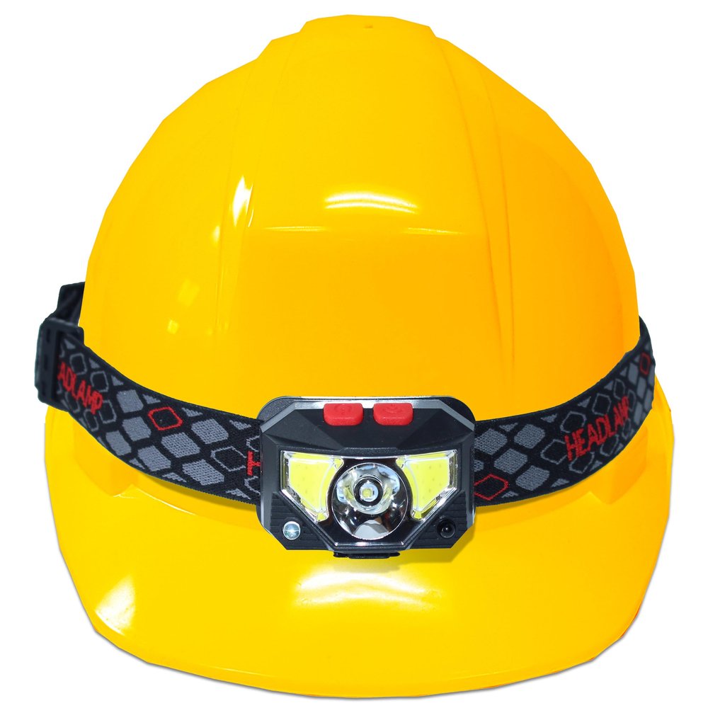 Skywin Hard Hat Light, Headlamp Rechargeable, Lightweight USB, XPG+COB 3 LED 200 Lumen Camping Helmet Light for Adults with Red Light IP44 Waterproof (Hard Hat Not Incl)