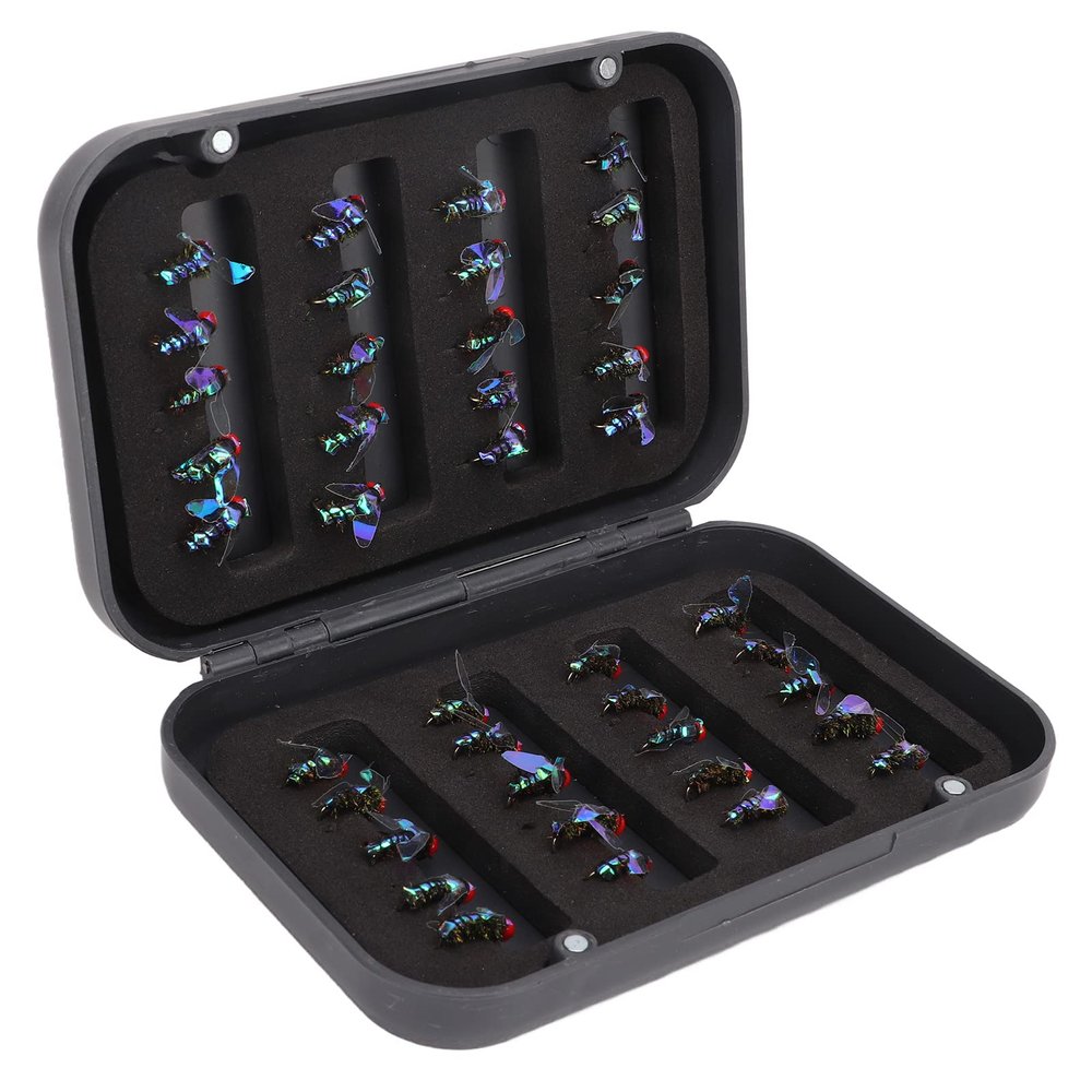 40-Piece Fly Fishing Lures Kit with Storage Box, High Carbon Steel Hooks for Trout Bass Fishing, Artificial Bait Set for Lakes and Streams
