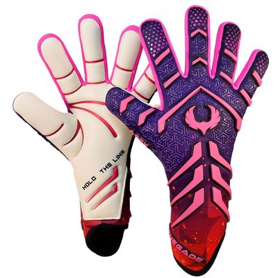 Renegade GK Apex Flare 2.0 Professional Strapless Goalie Gloves | 4mm EXT Contact Grip | Blue & Pink Soccer Goalkeeper Gloves (Size 7, Youth, Junior, Evo Neg. Cut, Level 5.5)