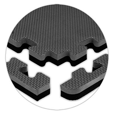 American Floor Mats - Interlocking Puzzle Exercise Gym Mats: Ultimate Reversible Foam Tiles: 3/4" Thick - Single Tile (4 sq ft) - Black/Grey