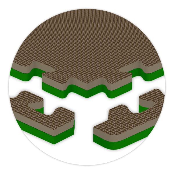 American Floor Mats - Interlocking Puzzle Exercise Gym Mats: Ultimate Reversible Foam Tiles: 3/4" Thick - Single Tile (4 sq ft) - Brown/Green