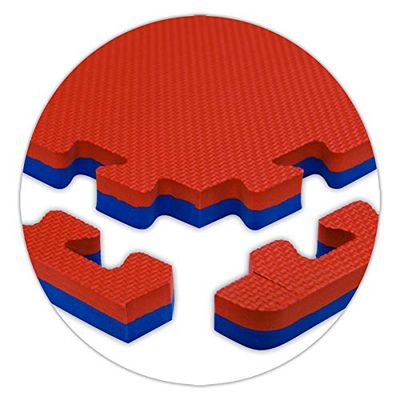 American Floor Mats - Interlocking Puzzle Exercise Gym Mats: Ultimate Reversible Foam Tiles: 3/4" Thick - Single Tile (4 sq ft) - Red/Royal Blue