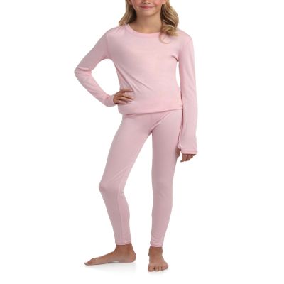 Eddie Bauer Kids Thermal Underwear Set - 2 Piece Performance Base Layer Shirt and Thermal Pants for Boys and Girls (5-12), Size 16, Soft Pink