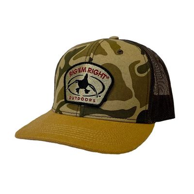 Rig'Em Right Outdoors Old School Camo Mesh Back Hat - Duck Logo