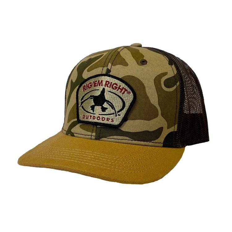 Rig'Em Right Outdoors Old School Camo Mesh Back Hat - Duck Logo