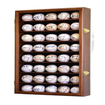 40 Baseball Ball Display Case Cabinet (Walnut)