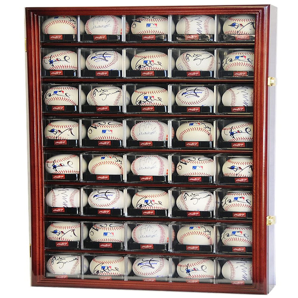 40 Baseball Acrylic Cubes Display Case (Cherry)