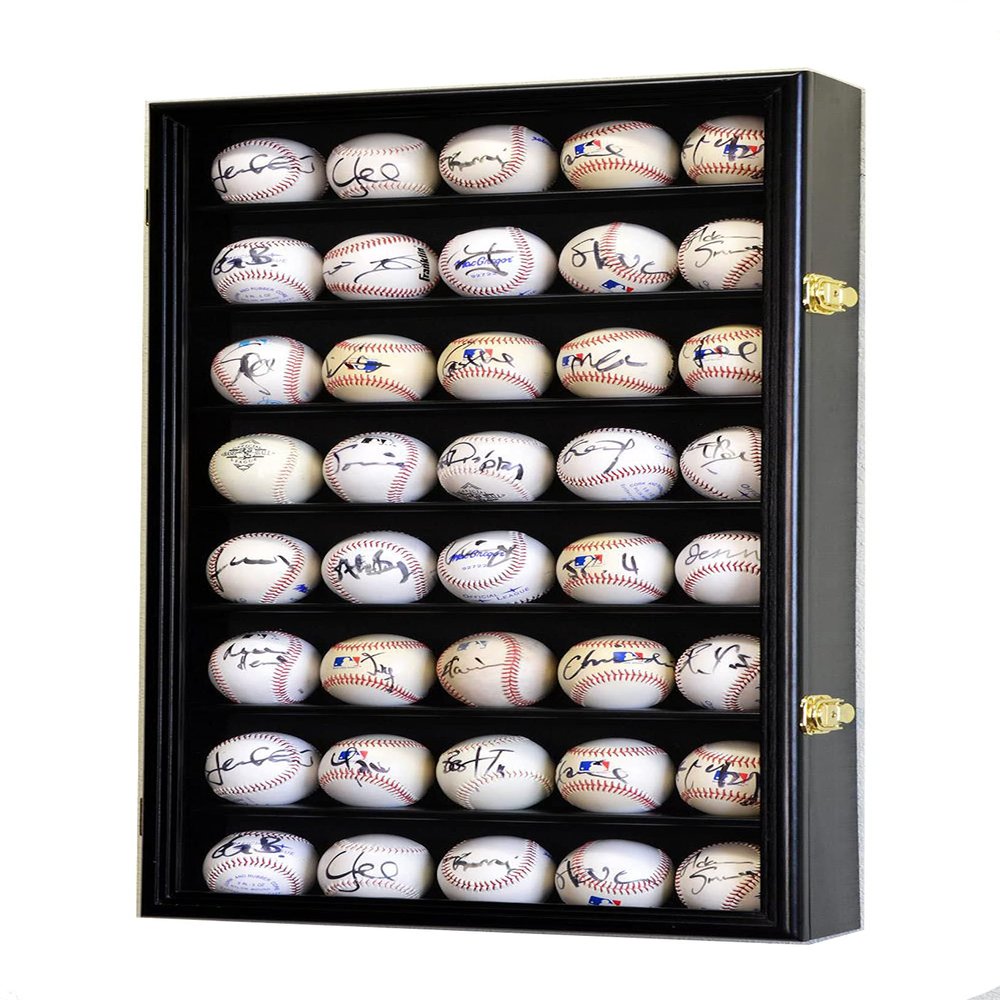 40 Baseball Ball Display Case Cabinet (Black)