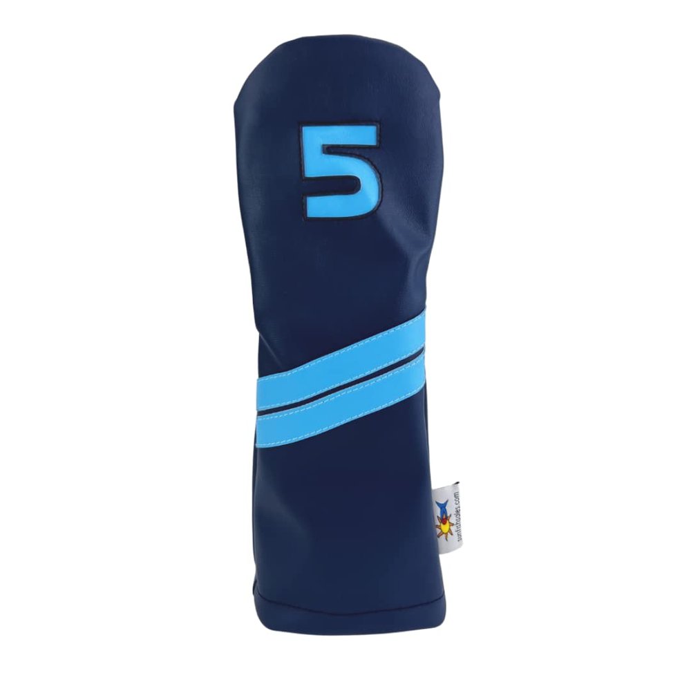 Sunfish Leather Fairway 5 Wood Golf Headcover Navy and Light Blue