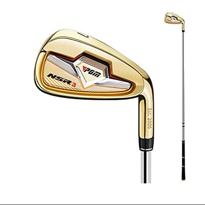 Left Hand & Right Handed Golf Club Iron Men NSR 3#7 Irons Steel Head Golf Club Putter Professional Practice Pole Golf Driver (Gold,Right Hand-Steel Rod)