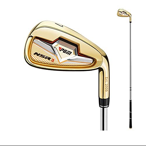 Left Hand & Right Handed Golf Club Iron Men NSR 3#7 Irons Steel Head Golf Club Putter Professional Practice Pole Golf Driver (Gold,Right Hand-Steel Rod)