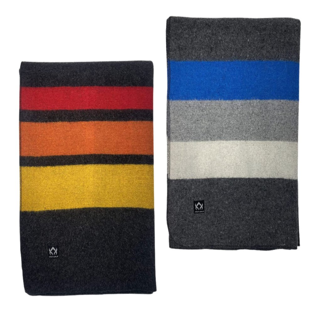 Arcturus Patterned Wool Blanket in Blue White Gray - 4.5lbs Warm, Heavy, Washable, Large Bundle Patterned Wool Blanket in Sunset Peak - 4.5lbs Warm, Heavy, Washable, Large