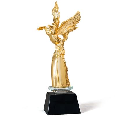 Award Trophies Trophy Cups for Dad Golden Horse Resin Trophy Cups, Competition High-end Glory Trophies, Custom Engraved Text, Evening Awards Gifts (Color : Black Gold, Size : 8 * 27cm)