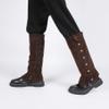 FORNYIN Pirate Boots Cover Knee High Steampunk Boots Faux Leather Medieval Pirate Boot Covers Spats Leg Guards Renaissance Costume Accessories for Halloween Brown view 2