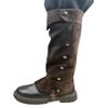 FORNYIN Pirate Boots Cover Knee High Steampunk Boots Faux Leather Medieval Pirate Boot Covers Spats Leg Guards Renaissance Costume Accessories for Halloween Brown view 3