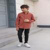 Boys' Long Sleeve Dress Shirts Classic Collared Button-Down Tshirt Solid Cotton Top with Chest Pocket Burgundy view 4