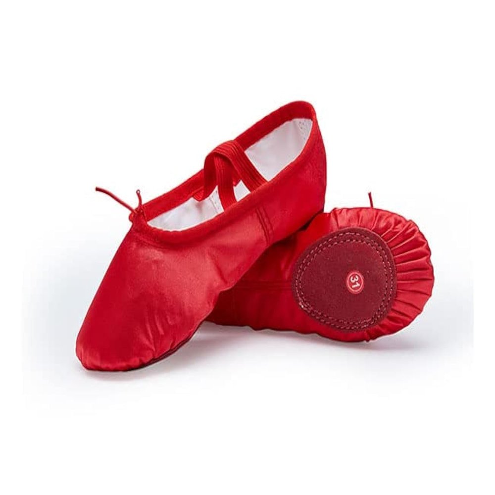 MSMAX Ballet Shoes for Girls Toddler Shoes Red Dance Slippers for Christmas 8 M US Toddler