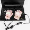 Firlar USB Heated Gloves, Plush Warm Warm Hand Warmer Gloves for Men and Women Laptop Gloves Half Finger USB Heated Warm Gloves for Cycling Office Winter Gifts,Pink view 3