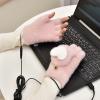 Firlar USB Heated Gloves, Plush Warm Warm Hand Warmer Gloves for Men and Women Laptop Gloves Half Finger USB Heated Warm Gloves for Cycling Office Winter Gifts,Pink view 4