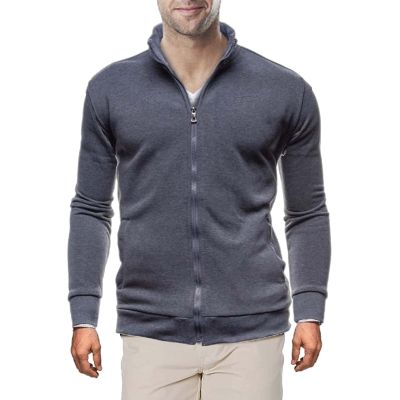 congluoki Sweaters for Men Cardigan Sweatshirt Hoodless Fleece Zip Up Jacket High Neck Lightweight Sueter Para Hombres Dark Grey XXL