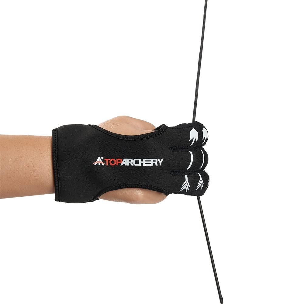 TOPARCHERY Archery Glove Three Finger Guard - Shooting Gloves Finger Tab for Men Women Adults Beginner, Recurve Compound Bow Hunting Target Archery Accessories