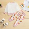 Newborn Infant Baby Girls Cotton Rainbow Autumn Print Long Sleeve Pants Sunflower Baby Blankets for (White, 0-6 Months) view 3