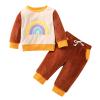 Newborn Infant Baby Girls Boys Cotton Rainbow Autumn Patchwork Long Sleeve Pants Long Sleeves Teen (Brown, 0-6 Months) view 1