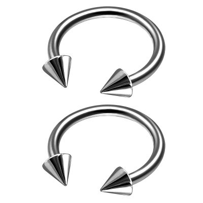 2Pcs Titanium G23 16 gauge 7/16 11mm Circular Barbell Earrings Piercing Jewelry Lip Tragus Eyebrow Daith Nose 3mm Cone M11214