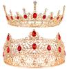 2 Pieces Prom King and Queen Crown Set King Crowns for Men Royal Crown with Red Rhinestone Crystal Crowns for Men Women Princess Tiara Costume Headwear for Wedding Birthday Party Costume view 1