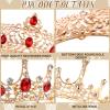 2 Pieces Prom King and Queen Crown Set King Crowns for Men Royal Crown with Red Rhinestone Crystal Crowns for Men Women Princess Tiara Costume Headwear for Wedding Birthday Party Costume view 3