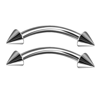 2Pcs Titanium G23 16 gauge 1/2 12mm Barbell Curved Piercing Jewelry Labret Helix Eyebrow Lip Rook Cartilage 3mm Cone M11170