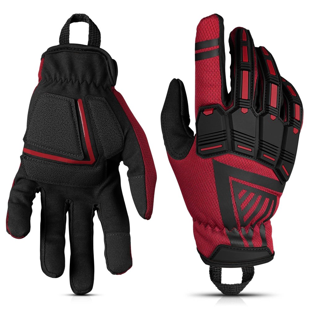 Glove Station - Impulse Guard Tactical Gloves for Men - Touch Screen Working Gloves Ideal for Sports & Outdoors, Motorcycle and Hunting - Red, XX-Large