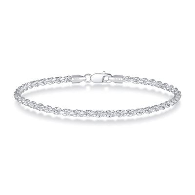 BRIJEWNES 2.5MM 925 Sterling Silver Rope Chain Bracelet for Men 7 In