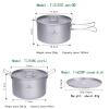 Boundless Voyage Camping Cookware Lightweight Cooking Pot Set Titanium Pot Portable for Outdoor Cooking Traveling Hiking Trekking Backpacking, 1-5 Person (107C-108C-29P) view 2