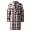 Women's Casual Woolen Long Plaid Jackets Button Up Trendy 2022 Fall Flannel Shacket Jacket Oversized Lapel Coats Cardigan B-Pink view 3
