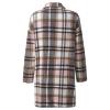 Women's Casual Woolen Long Plaid Jackets Button Up Trendy 2022 Fall Flannel Shacket Jacket Oversized Lapel Coats Cardigan B-Pink view 4