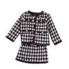 Children Kids Toddler Infant Baby Girls Long Sleeve Patchwork Coat Jacket Outer Plaid Skirt Outfit (Black, 18-24 Months) view 1