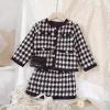 Children Kids Toddler Infant Baby Girls Long Sleeve Patchwork Coat Jacket Outer Plaid Skirt Outfit (Black, 18-24 Months) view 4